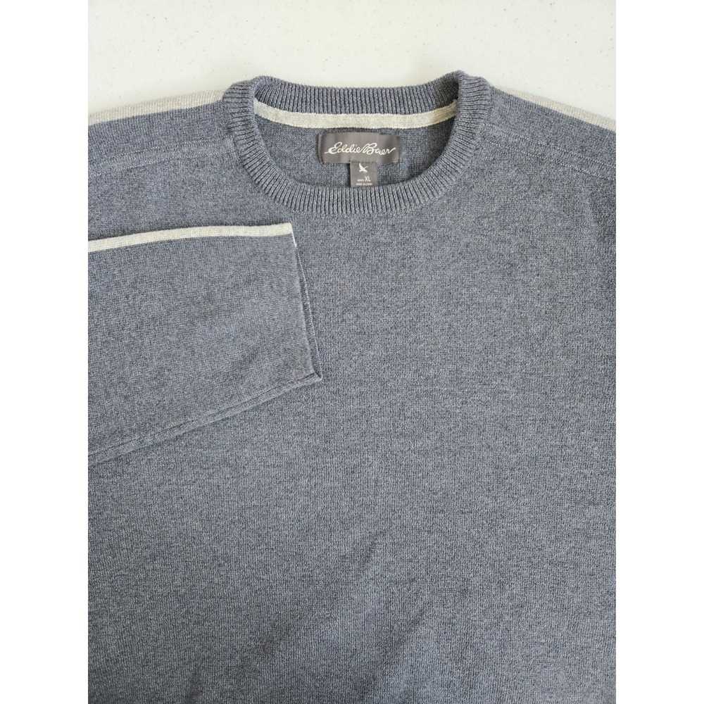 Eddie Bauer Men's XL Gray Mediumweight Thick Long Sleeve Crew Neck Knit Sweater - Picture 1 of 14